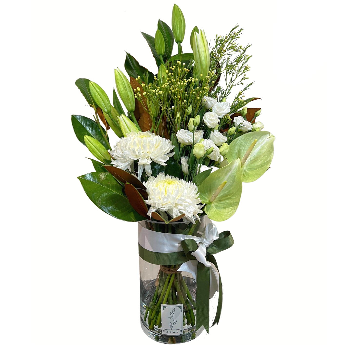 Tranquil Vase of White Lillies and Disbuds - Petalo - Flower Delivery Melbourne 