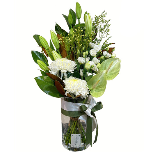 Tranquil Vase of White Lillies and Disbuds - Petalo - Flower Delivery Melbourne  