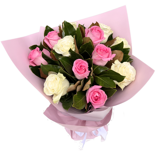 Pastel Rose Bouquet - Pink & White - Petalo - Flower Delivery Melbourne 