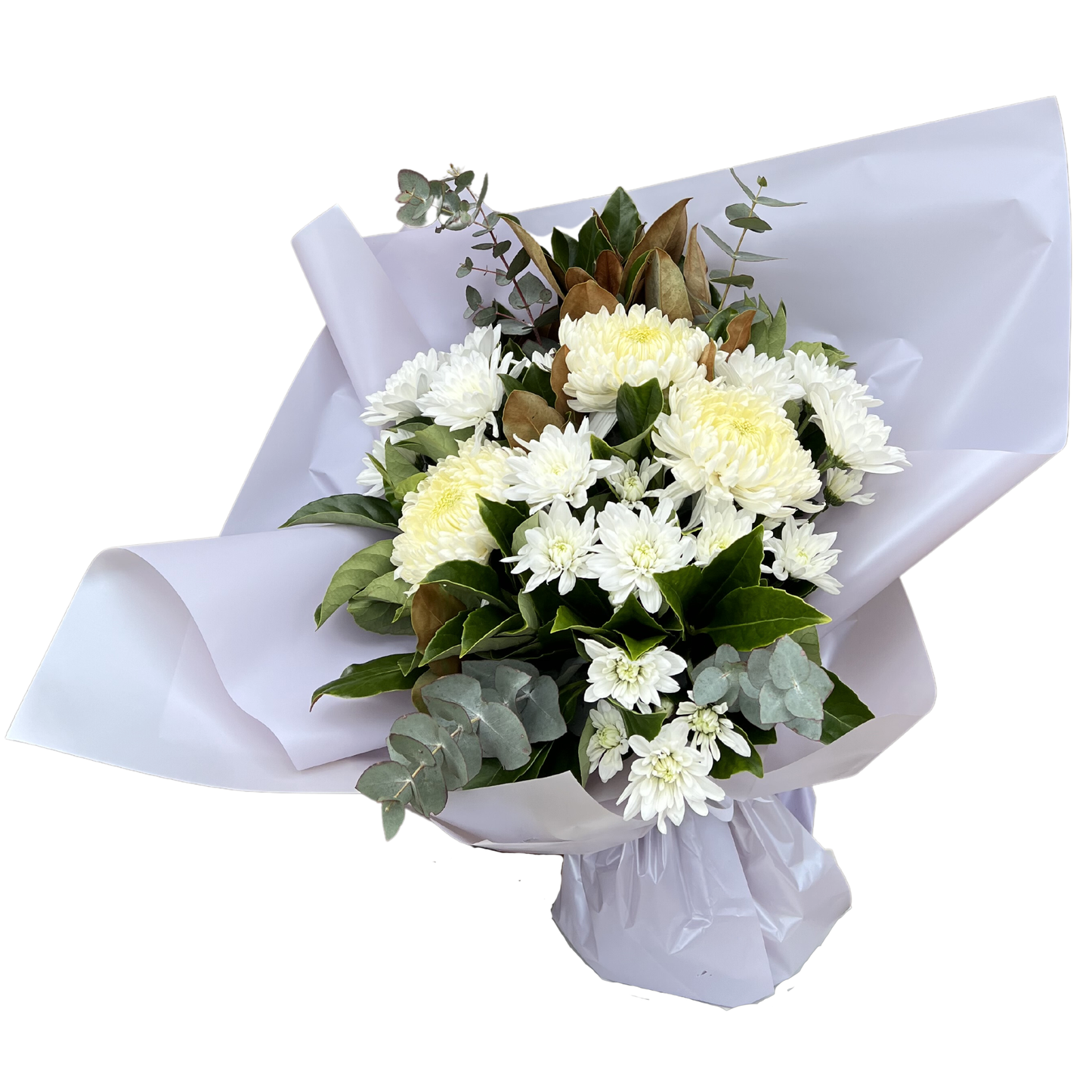 White Chrysanthemums and Disbuds Bouquet - Petalo - Flower Delivery Melbourne 