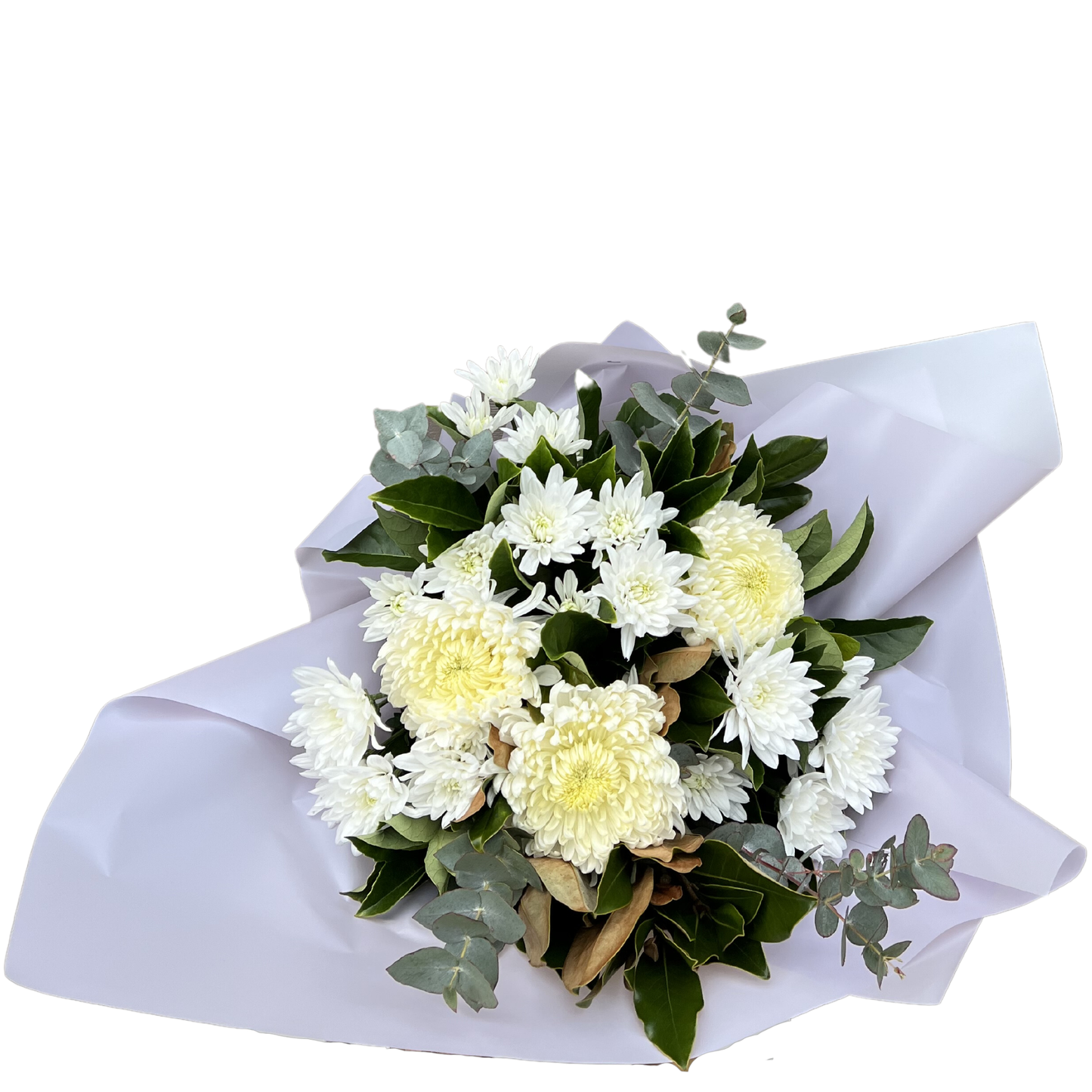 White Chrysanthemums and Disbuds Bouquet - Petalo - Flower Delivery Melbourne 