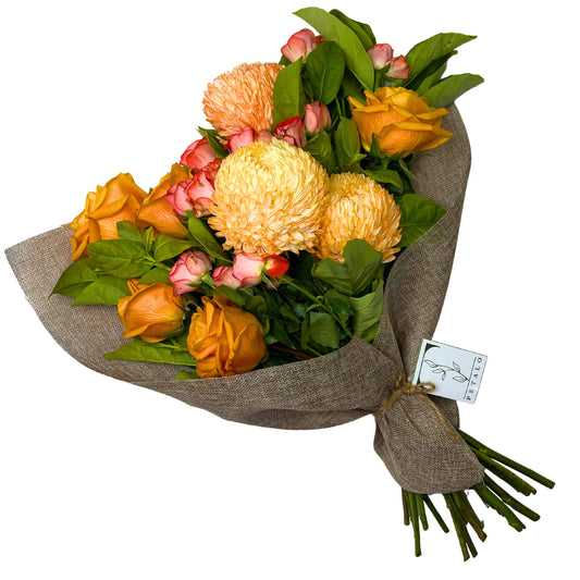 Orange Roses and Disbuds Zest Bouquet - Petalo - Flower Delivery Melbourne 